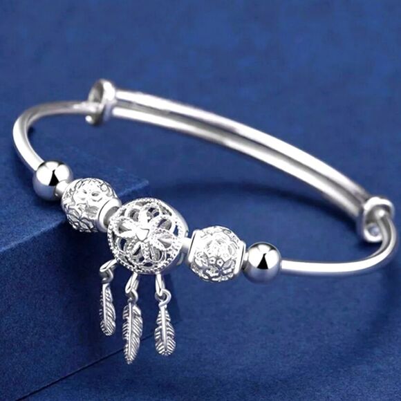 Dreamcatcher Sterling Silver Bracelet - 99.9% Pure Silver - Picture 2 of 9